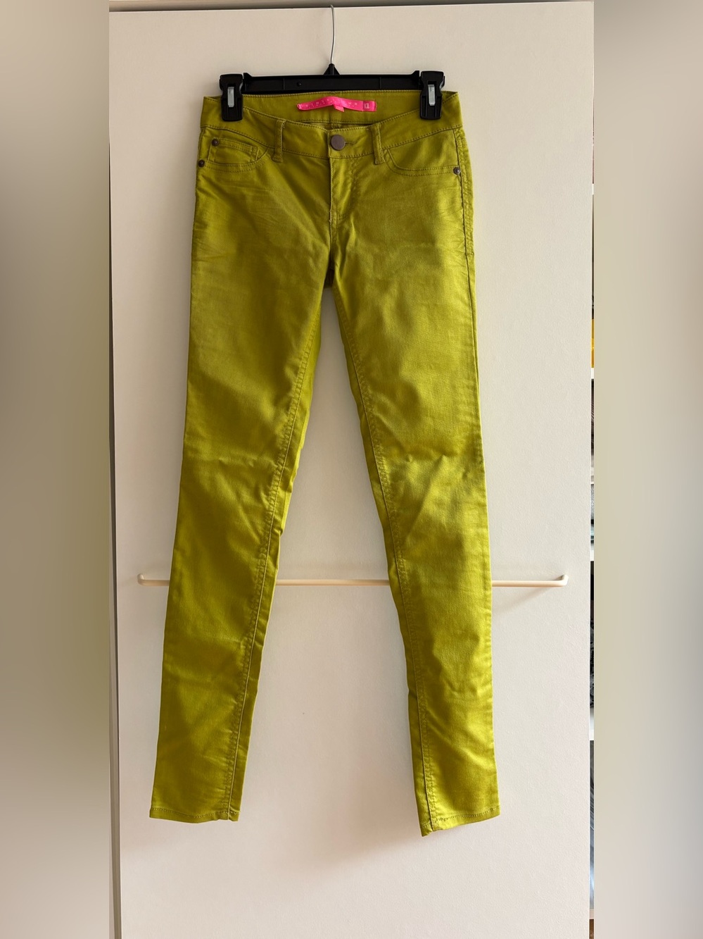 Lime Green Skinny Denim Pants Jeans Olive Yellow Women Junior Big Girls 0 XS P